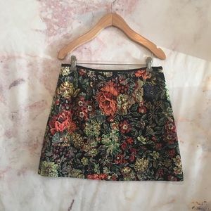 Lush Floral Print Quilted Mini Skirt